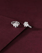 Silver Sparkling Floral Toe Rings