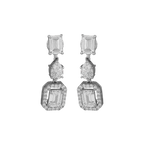 Geometric Deco Silver Necklace & Earrings Set