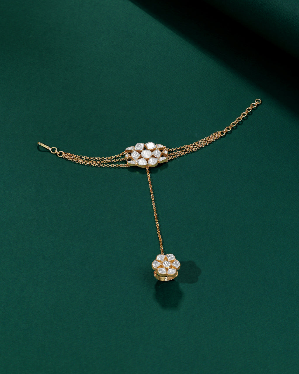 Gold-Plated Silver Polki Haath Phool