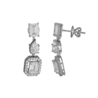 Geometric Deco Silver Necklace & Earrings Set