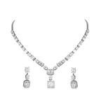 Geometric Deco Silver Necklace & Earrings Set