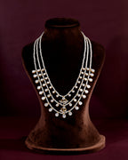 Triple-Layered 92.5 Silver Polki Haram with Seed Pearl Accents