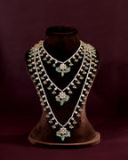 Floral Polki Layered Haram in 92.5 Silver