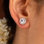 Timeless Brilliance CZ Halo Studs in Silver