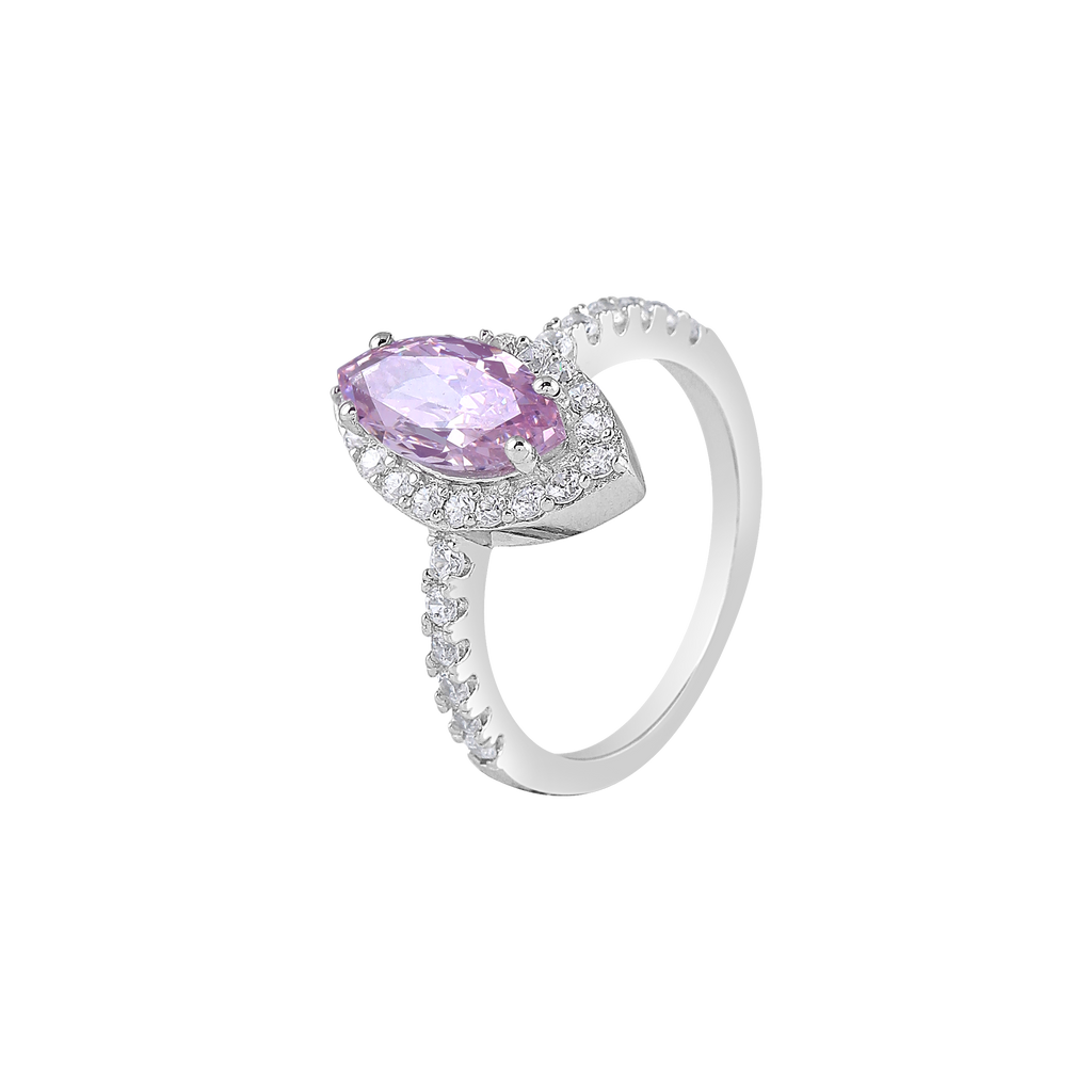 92.5 Silver Lavender Marquise Halo Ring