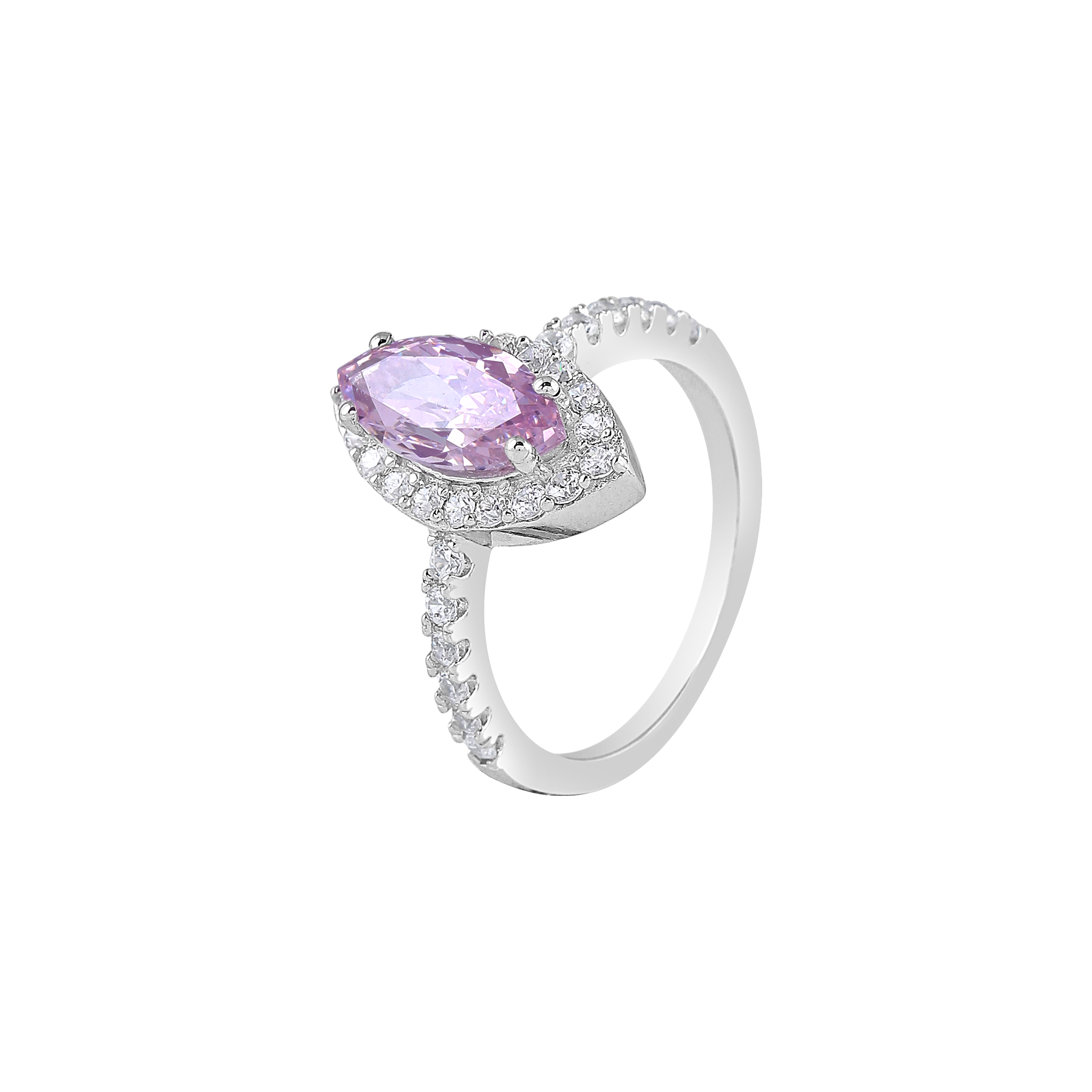 92.5 Silver Lavender Marquise Halo Ring