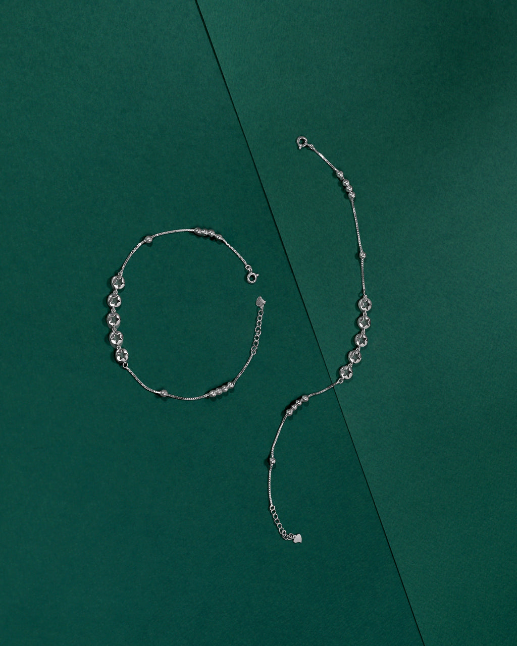 Star Motif 92.5 Sterling Silver Artisan Anklet