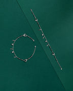 Silver Heart & Thunder Charm Anklet Set