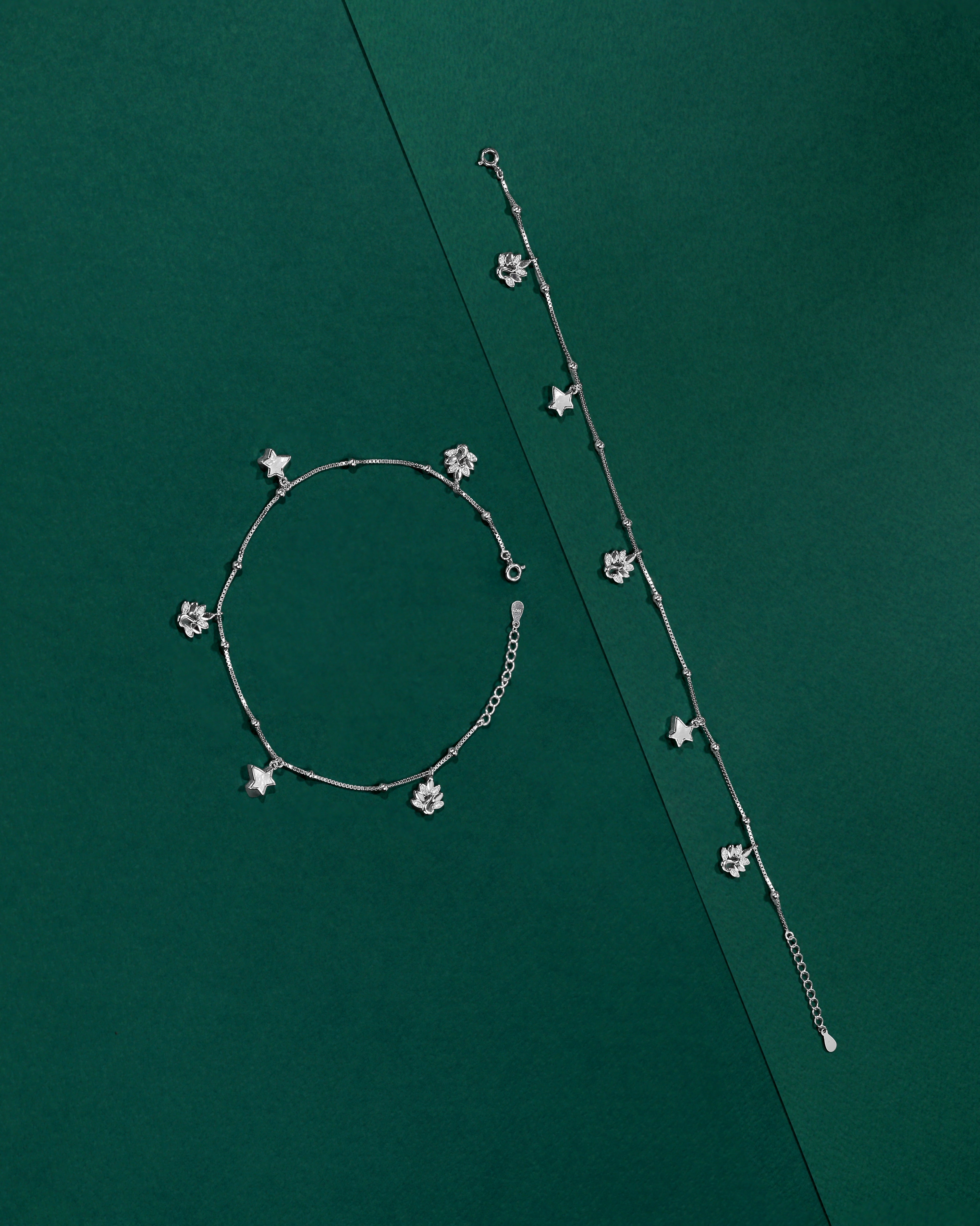 Celestial Bloom 92.5 Silver Charm Anklet