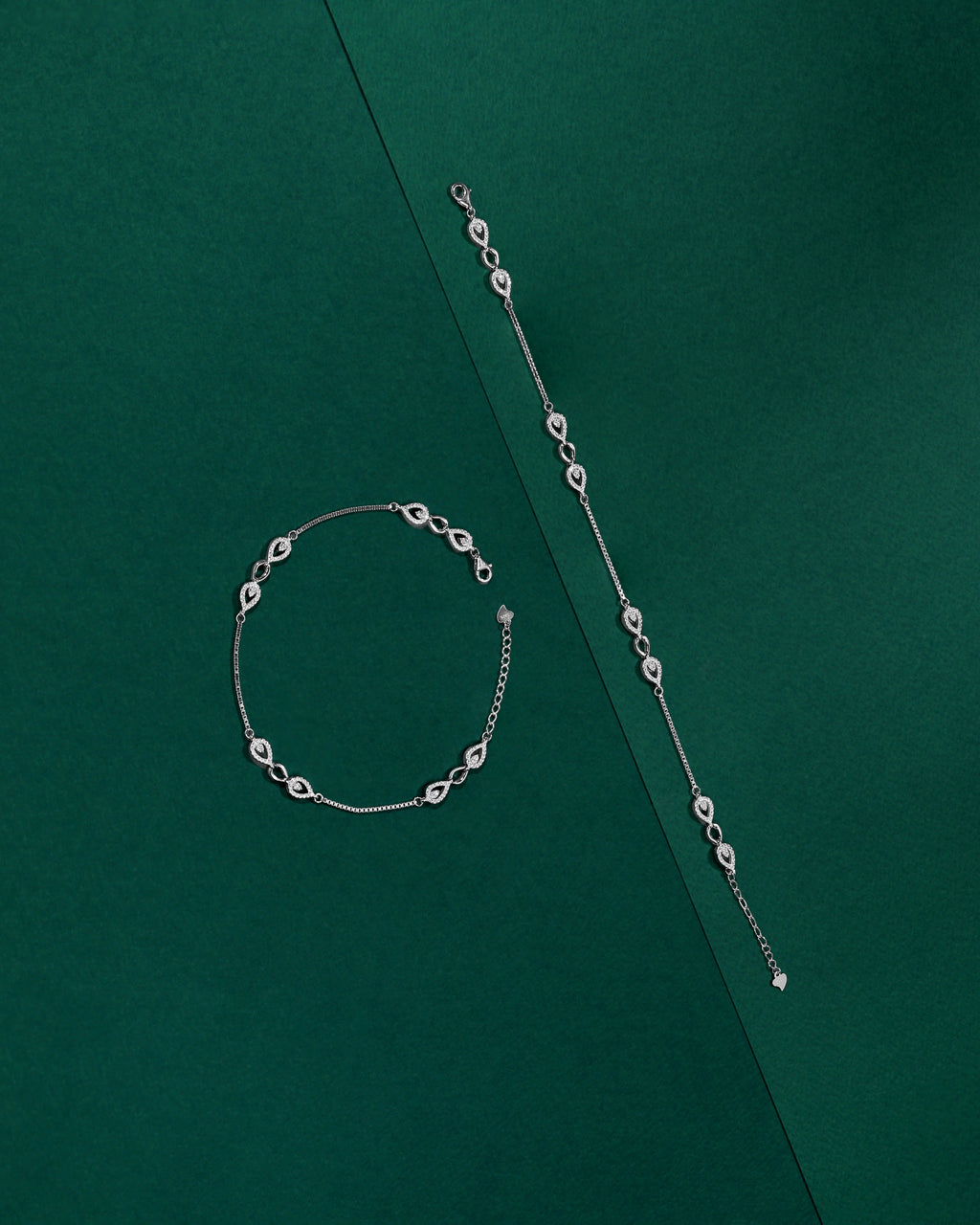 Silver Leaf Pattern Interlock Anklet