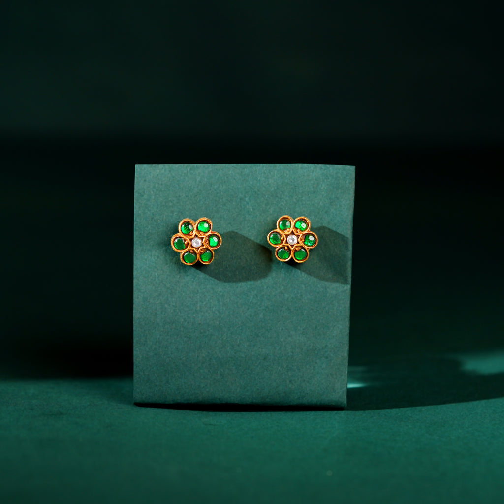 Silver Gold-Tone Flower Studs