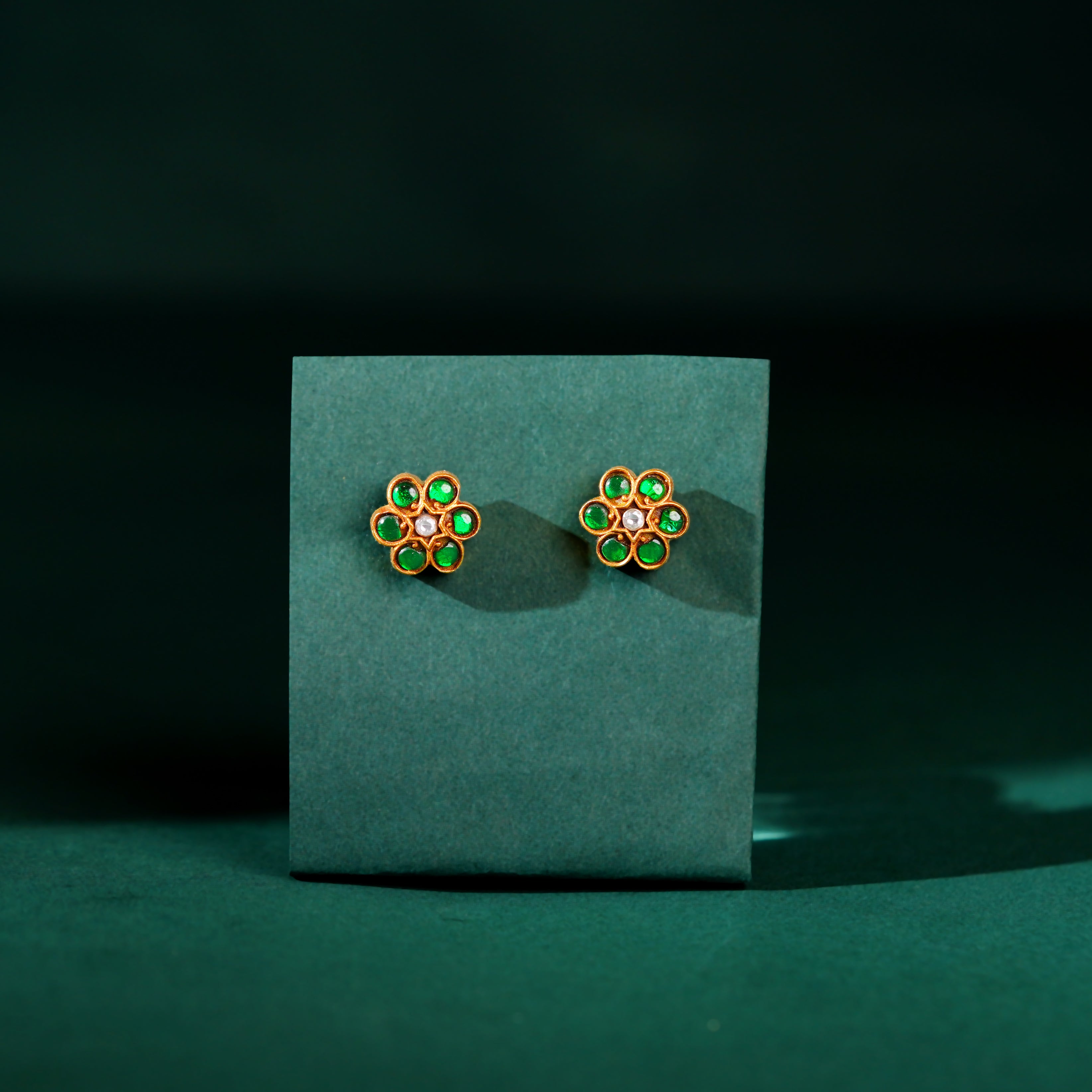 Silver Gold-Tone Flower Studs
