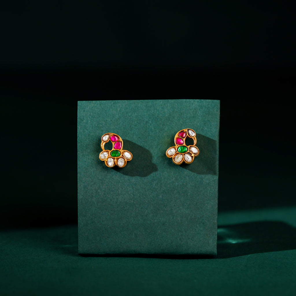 Gold-Plated Silver Peacock Studs