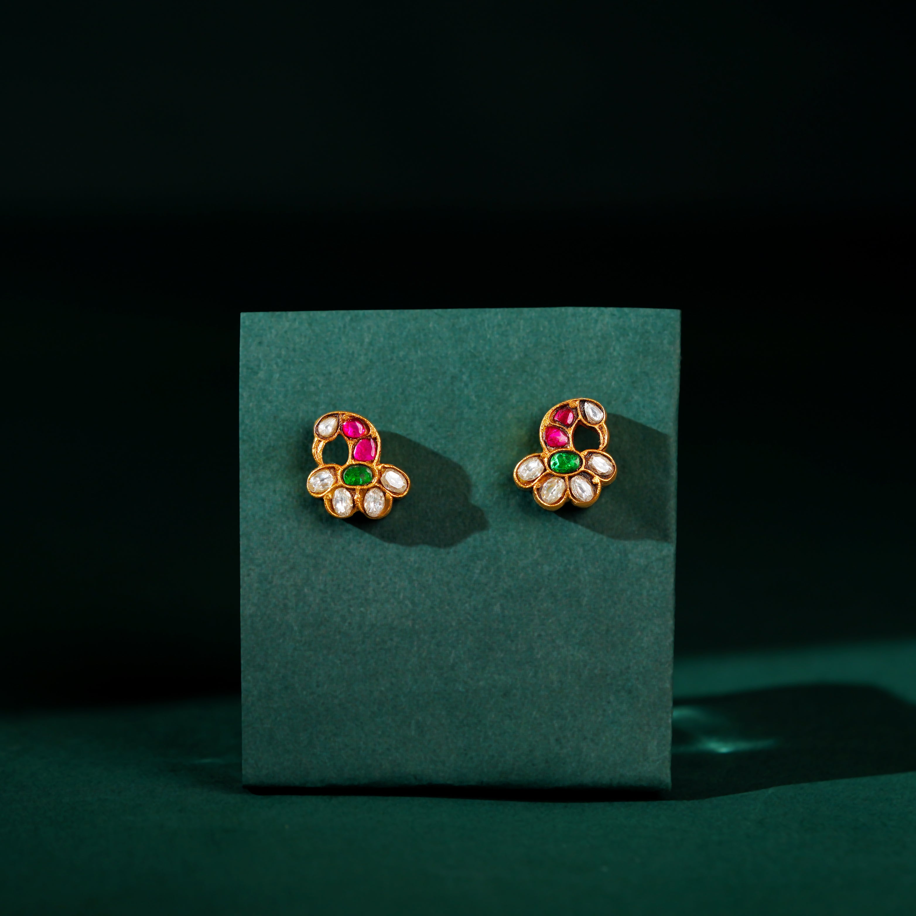 Gold-Plated Silver Peacock Studs