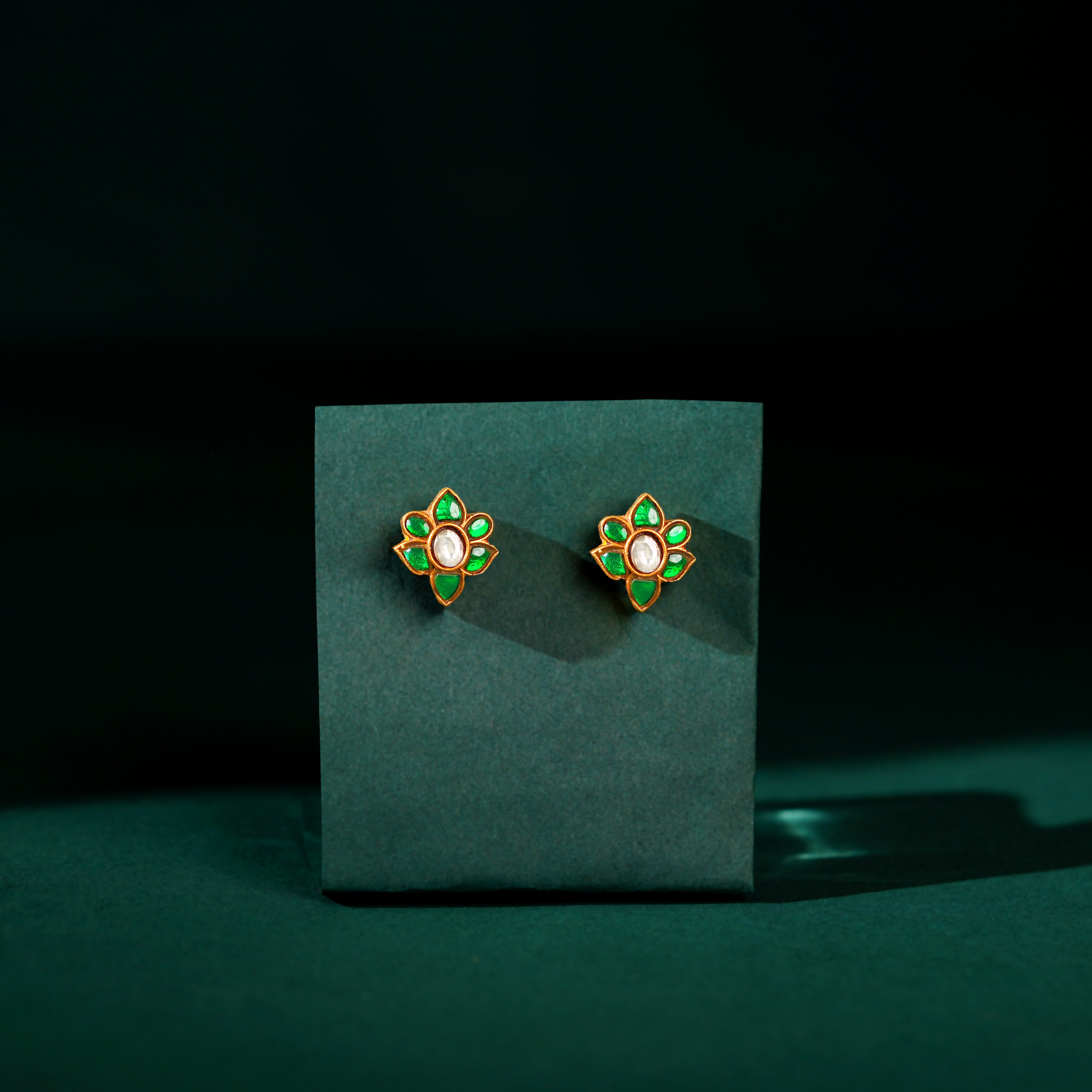Verdant Bloom Silver Floral Studs
