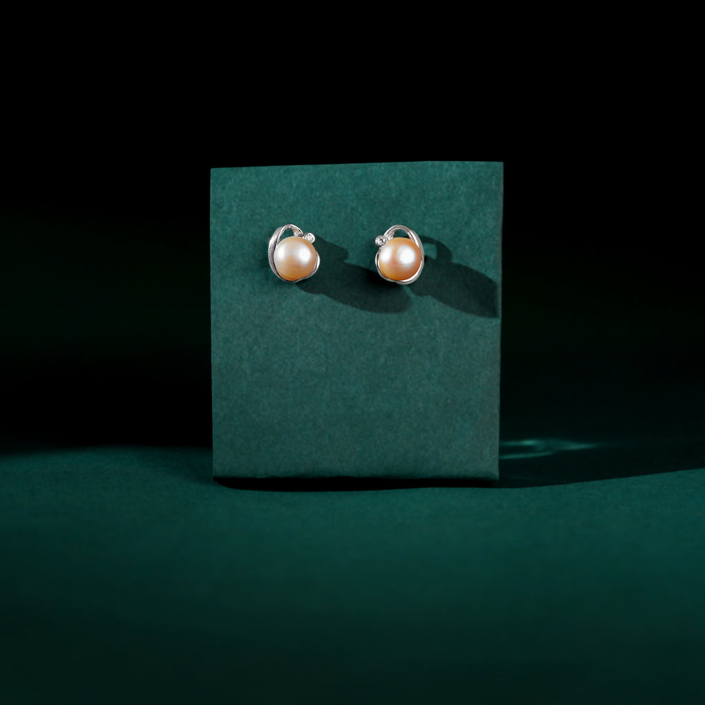 Silver Pearl Stud Earrings