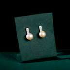 Silver CZ Pearl Stud Earrings