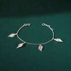Silver Leaf & Pearl Drop Bracelet