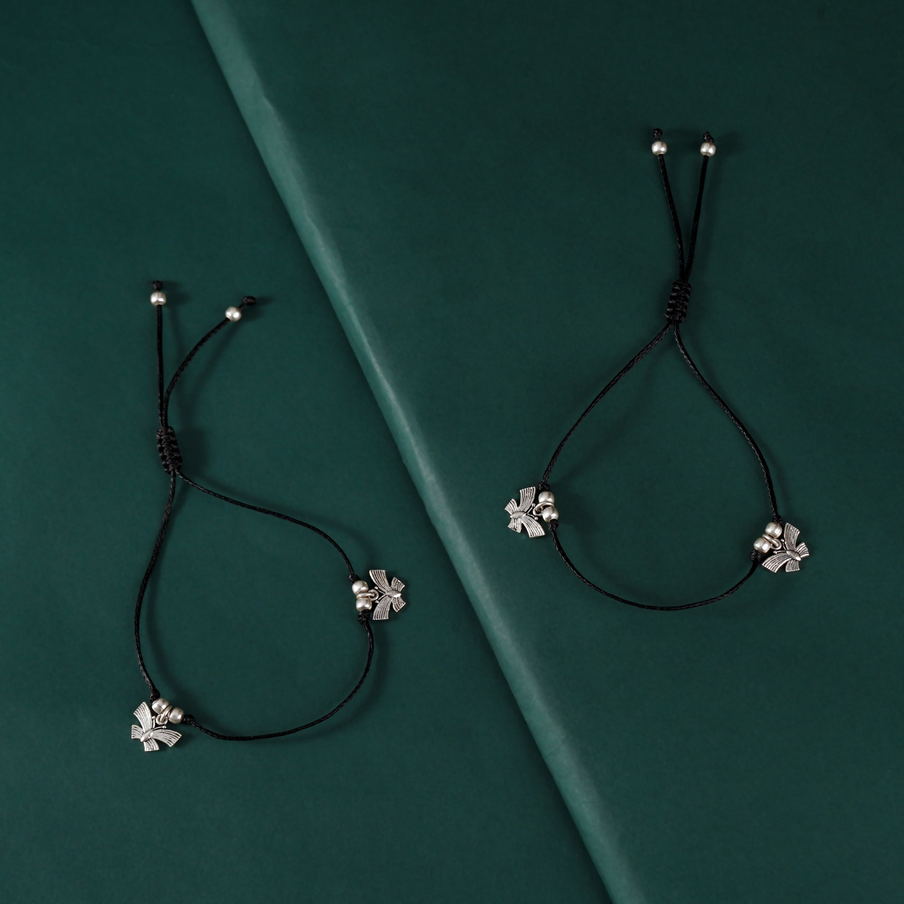 Minimalist 92.5 Silver Butterfly Anklet Pair