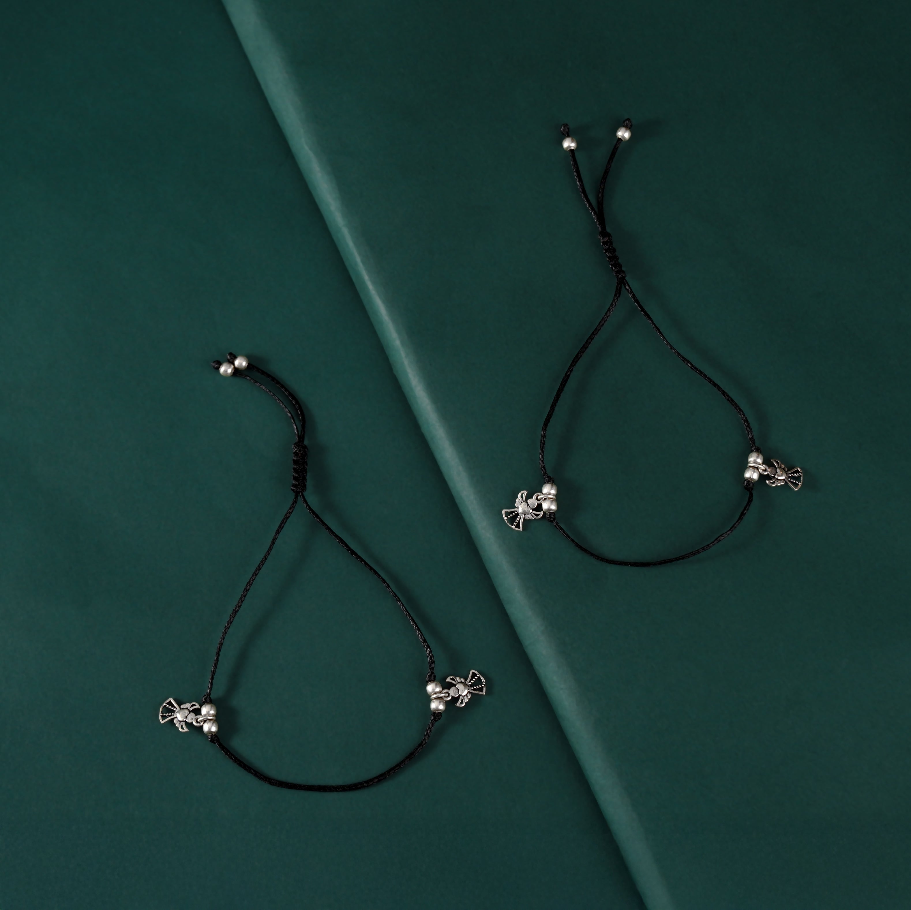 Silver Winged Heart Charm Anklets