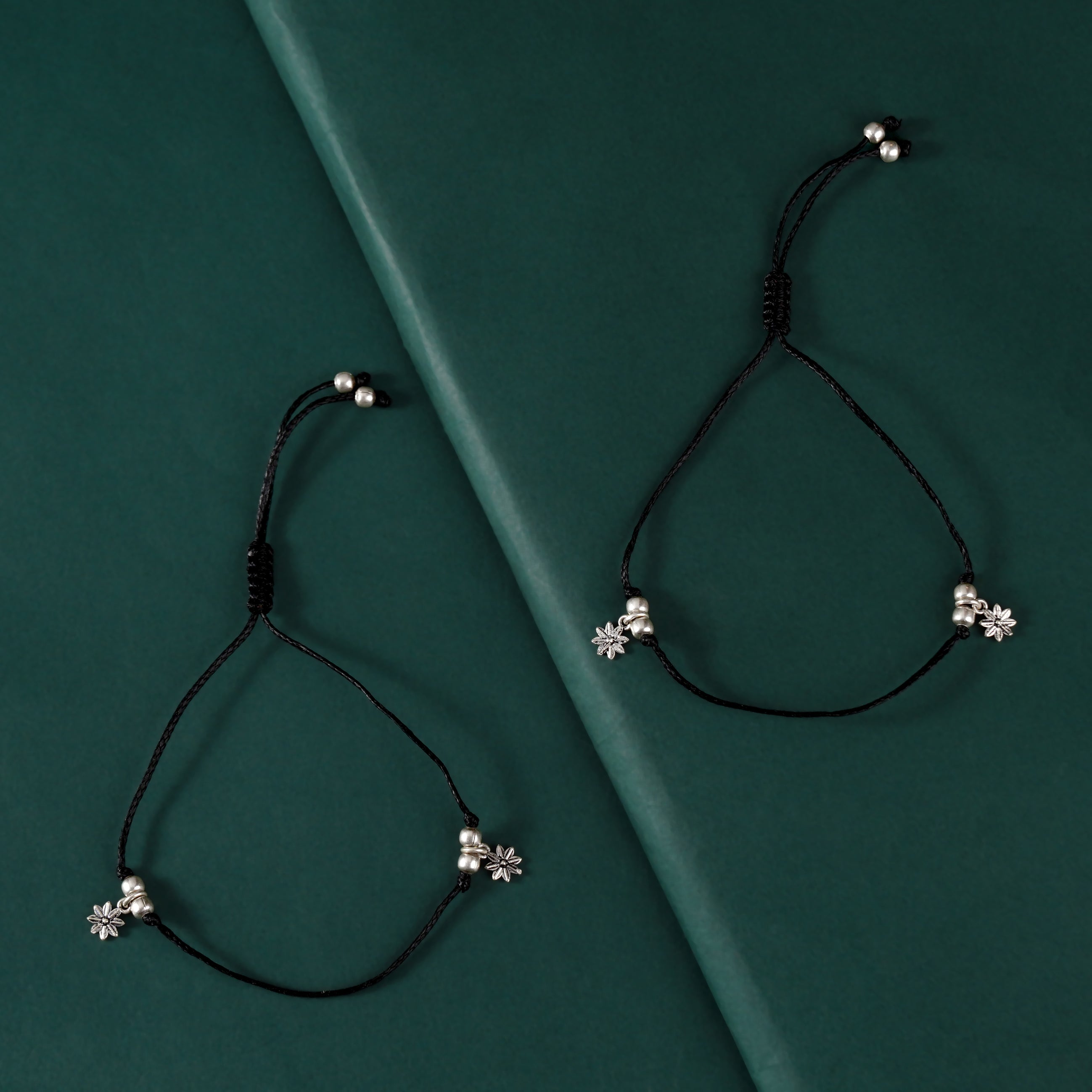 Pure Silver Floral Charms Anklets