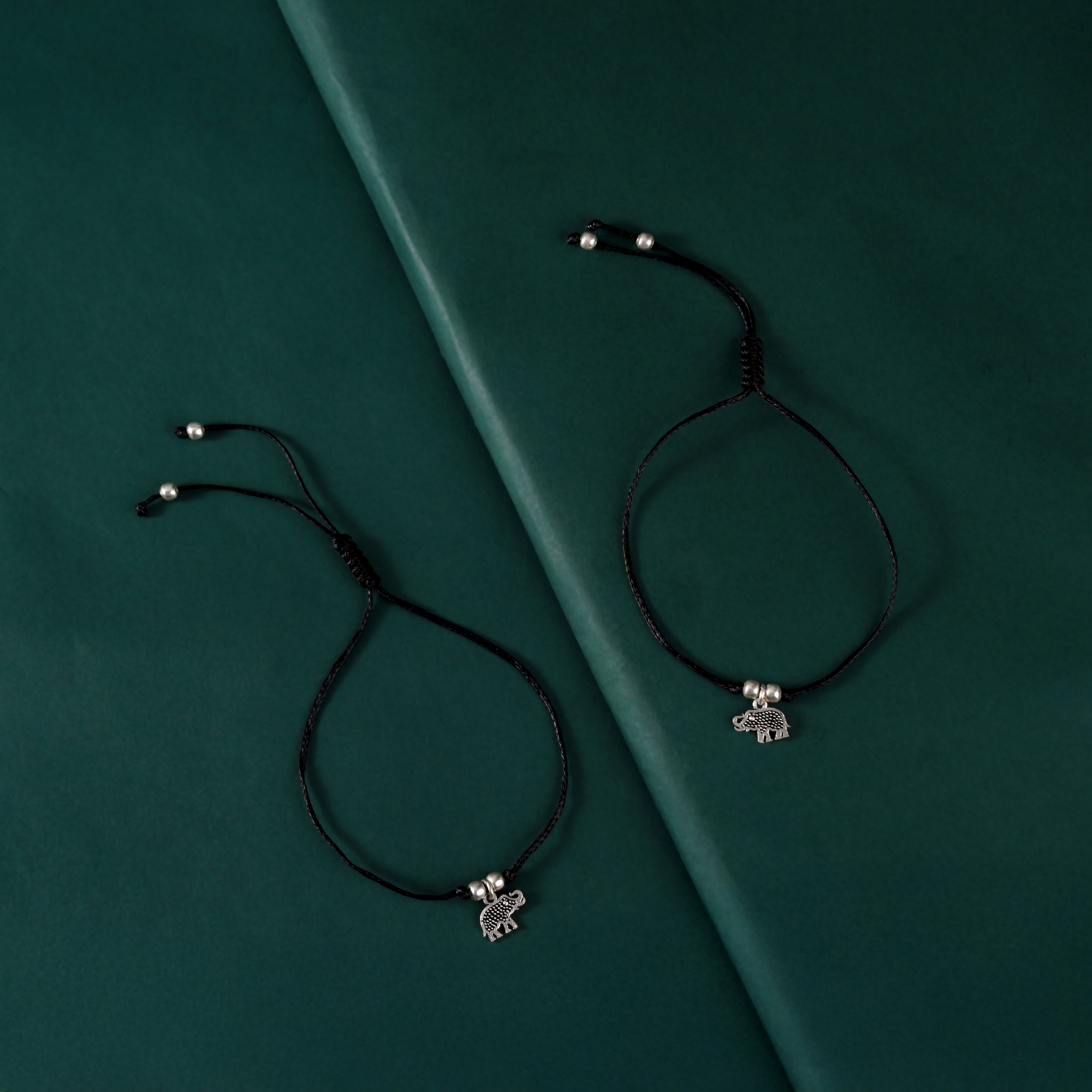 Silver Elephant Charm Anklets