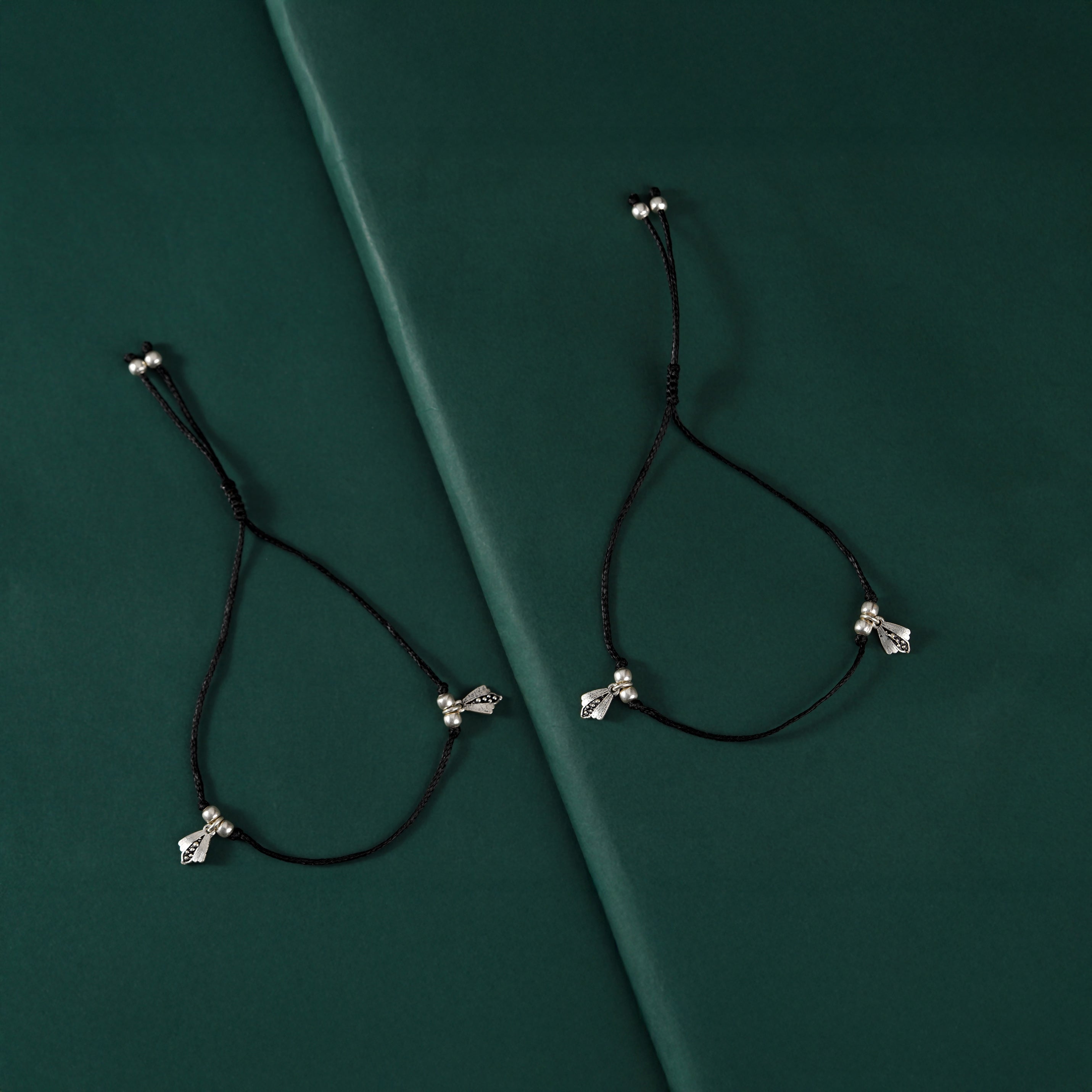 Silver Leaf Petal Nazariya Anklets