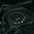 92.5 Sterling Silver Rose Gold Pearl Floral Necklace Set