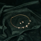 92.5 Sterling Silver Rose Gold Pearl Floral Necklace Set