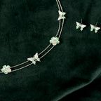 92.5 Sterling Silver Enamel Butterfly & Floral Necklace Set