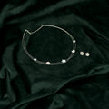92.5 Sterling Silver Blue Enamel Floral Necklace Set