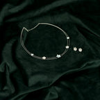 92.5 Sterling Silver Blue Enamel Floral Necklace Set