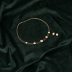 92.5 Sterling Silver Rose Gold Pink Enamel Flower Necklace Set