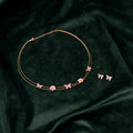 92.5 Sterling Silver Rose Gold Enamel Butterfly & Floral Necklace Set
