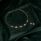 92.5 Sterling Silver Rose Gold Enamel Butterfly & Floral Necklace Set