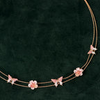 92.5 Sterling Silver Rose Gold Enamel Butterfly & Floral Necklace Set