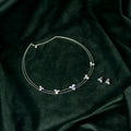 92.5 Sterling Silver Blue Enamel  Necklace Set