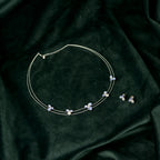 92.5 Sterling Silver Blue Enamel  Necklace Set