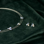 92.5 Sterling Silver Blue Enamel  Necklace Set
