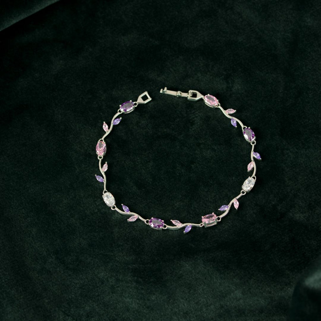 92.5 Sterling Silver Multicolor CZ Vine Bracelet