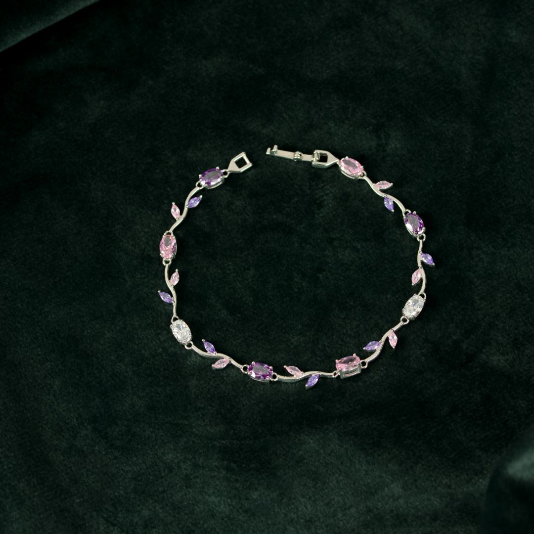 92.5 Sterling Silver Multicolor CZ Vine Bracelet