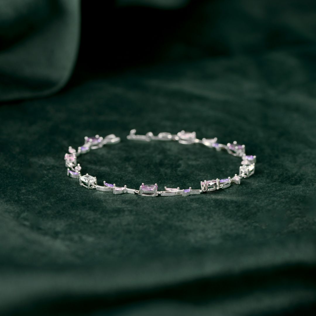 92.5 Sterling Silver Multicolor CZ Vine Bracelet