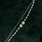 92.5 Sterling Silver Pearl & Rose Layered Bracelet
