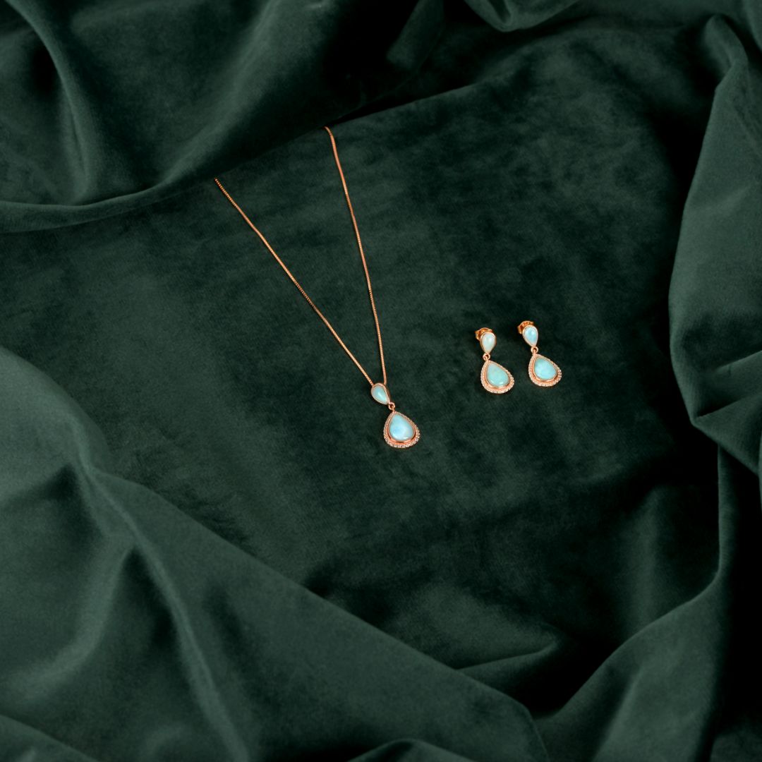 Turquoise Drop Pendant Set