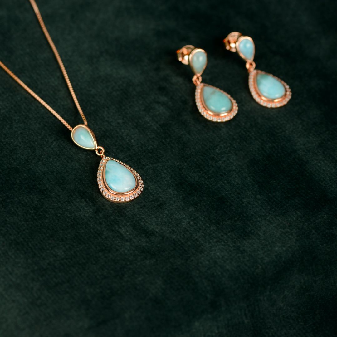 Turquoise Drop Pendant Set