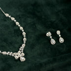 Silver Teardrop Halo Bridal Set