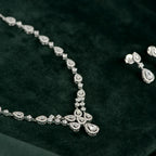 Silver Teardrop Halo Bridal Set