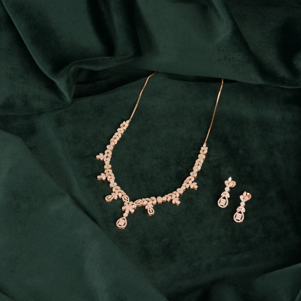Rose Gold Baguette Floral Set