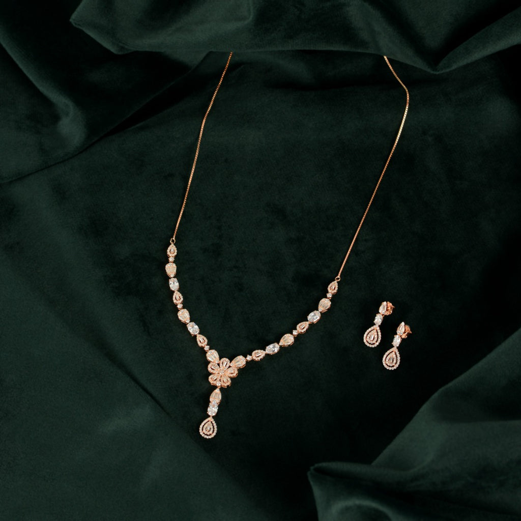 Rose Gold Floral Drop Set