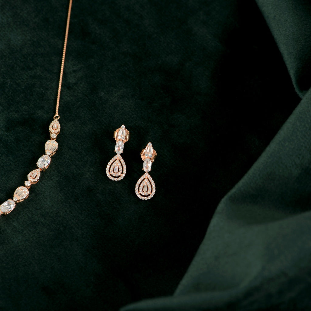 Rose Gold Floral Drop Set